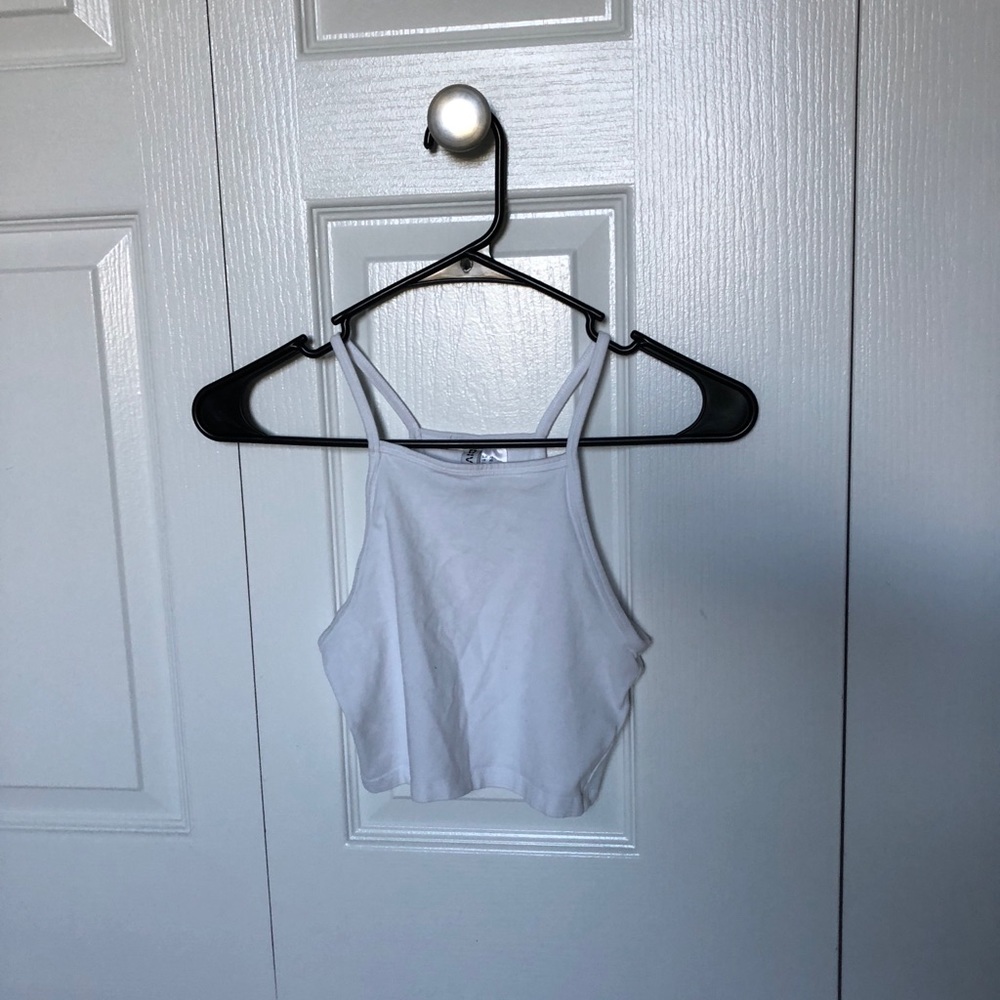 H&M XS White High Neck Crop Top